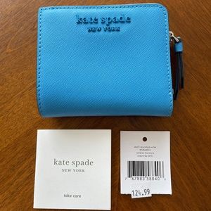 KATE SPADE CAMERON MONOTONE SMALL L ZIP BIFOLD WALLET IN OCEANSIDE